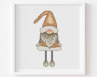 Christmas Gnome Cross Stitch Pattern, DIY Decoration (Digital Download)