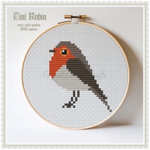 Bird Cross stitch pattern Tiny Robin Bird Natural Animal embroidery Home decor PDF pattern Digital download Winter bird Modern Easy Nature