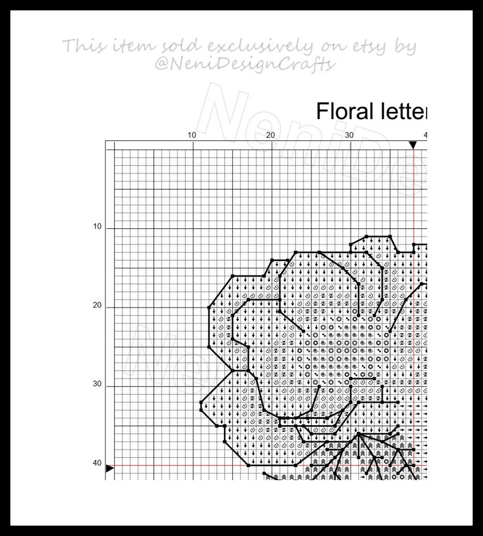 Floral Letter A Cross Stitch Pattern Customizable Names Etsy