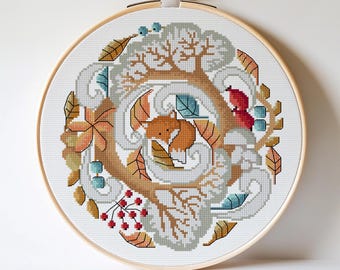 Fox Cross Stitch Pattern: Woodland Animal, Modern Design (PDF Pattern)