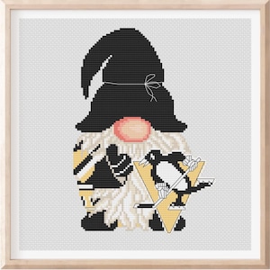 Hockey fan Gnome Cross stitch pattern American Hockey team Cute gnome pattern PDF pattern Digital cross stitch Gift for him Modern art