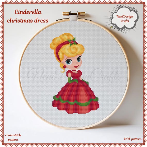 cinderella christmas dress Cinderella Christmas Dress Cross Stitch Pattern (PDF Pattern)