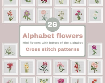 Floral Cross Stitch Pattern Bundle: Modern Alphabet Designs (PDF Instant Download)