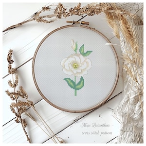 Mini Lisianthus flower Cross stitch pattern DIY Flower cross stitch Flower decor Home decor Wall decor Botanical decor Pink flower Naturals