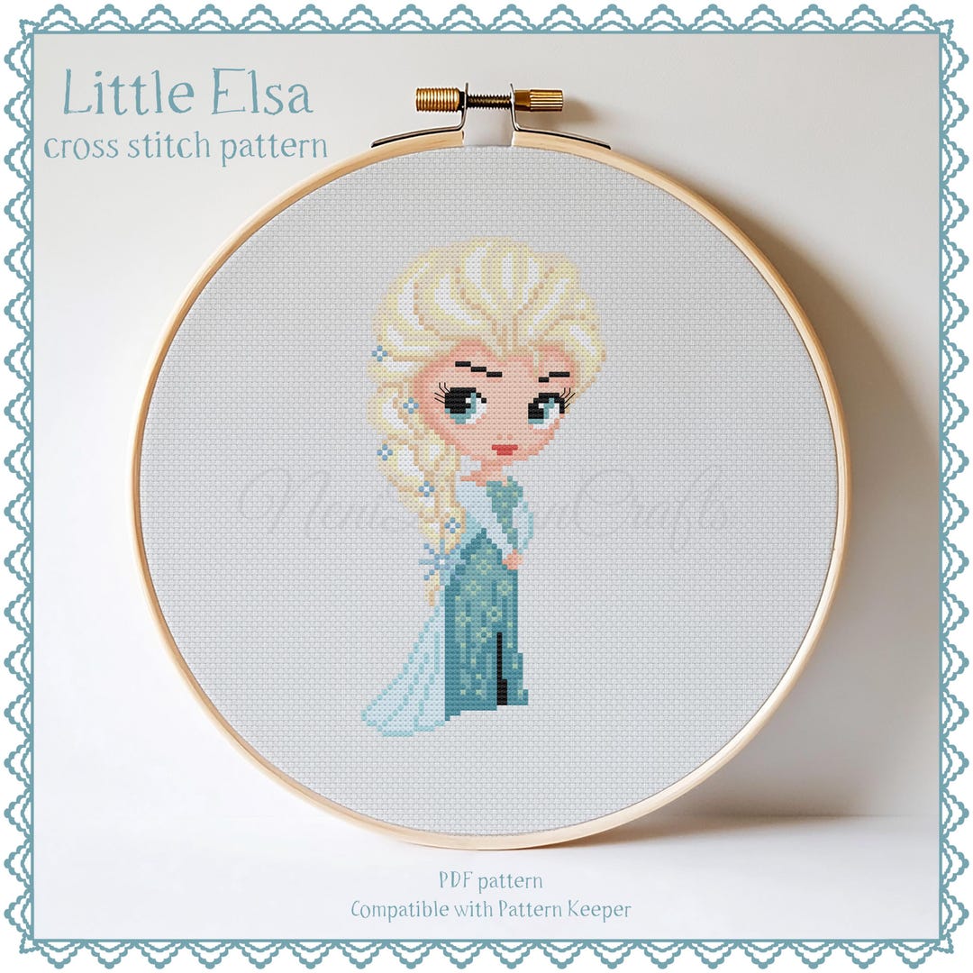 Elsa Cross Stitch Pattern Little Elsa Modern Home Decor Princess Kids ...