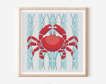 シンプルなピンクのカニのクロスステッチパターン PDF - Etsy 日本