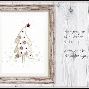 Norwegian christmas tree Cross stitch pattern christmas Home decor Wall decor Christmas gift DIY norwegian decor Easy cross stitch DIY Tree