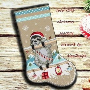 4 cute animal christmas stocking, cross stitch pattern, cross stitch christmas stocking, animal cross stitch, cross stitch package christmas image 3