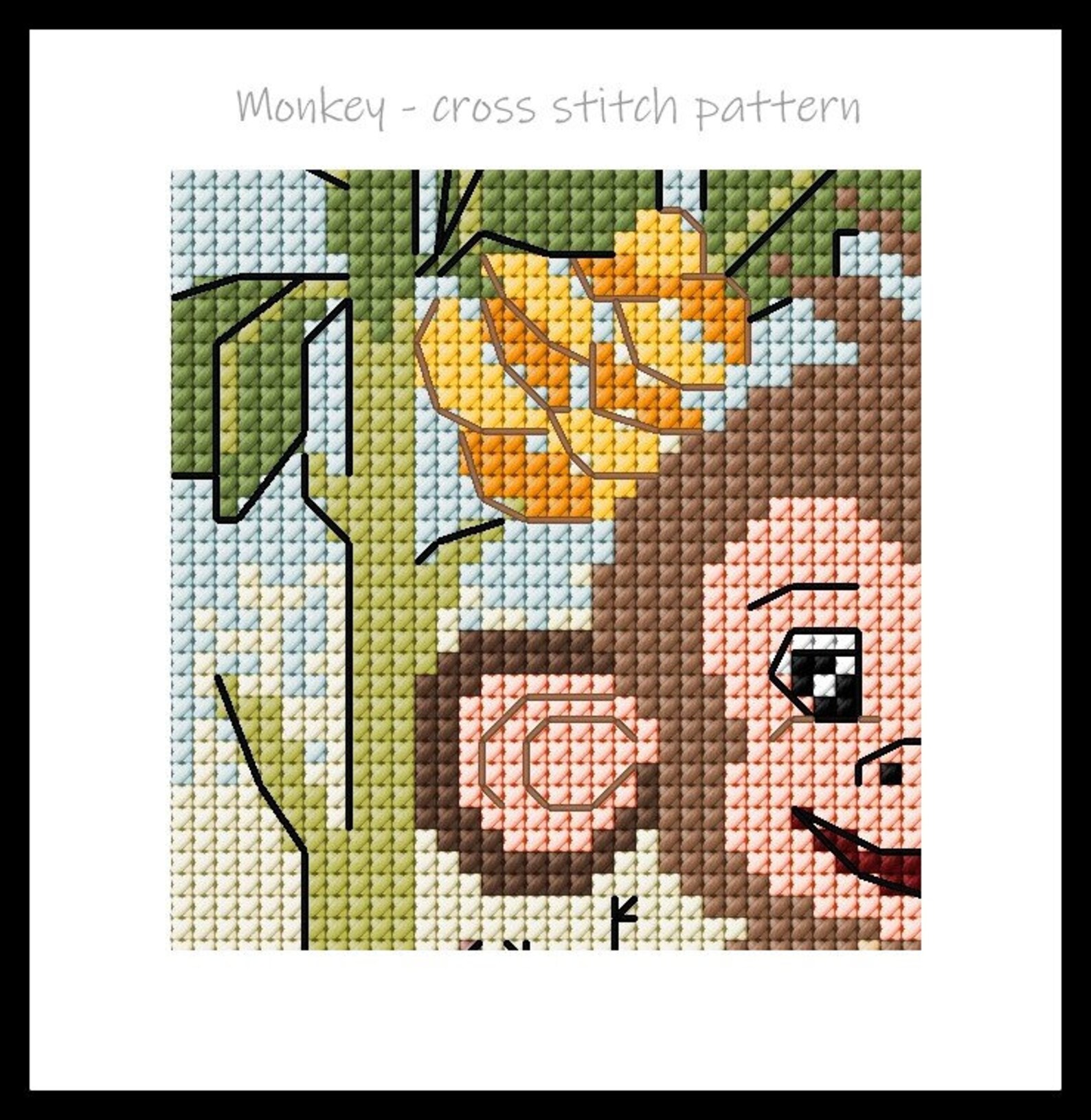 Monkey Cross Stitch Pattern Jungle Animal Cross Stitch - Etsy UK