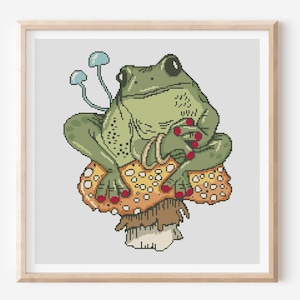 Frog Cross stitch pattern, Modern Animal Design, Counted cross stitch, Abstract Art decor, Easy counted xstitch, Instant download PDF Pretty