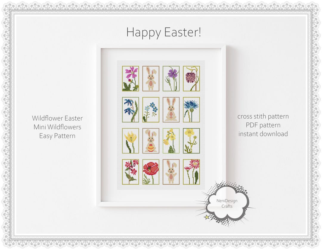 Wildflower Easter, Cross Stitch Pattern, Easter Cross Stitch, Easter ...
