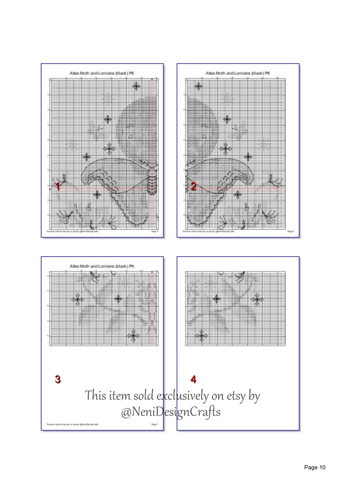 Atlas Moth Cross Stitch Pattern | Floral Insect, Moon Phase (PDF ...