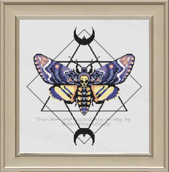 Craft Supplies & Tools Moon Moth Cross Stitch Pattern Death Head Moth ...