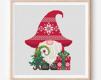 Christmas Gnome Cross Stitch Pattern, Norwegian Design (PDF Pattern)