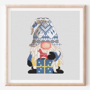 Swedish Gnome Cross Stitch Pattern, Christmas Dala Horse (PDF Pattern)