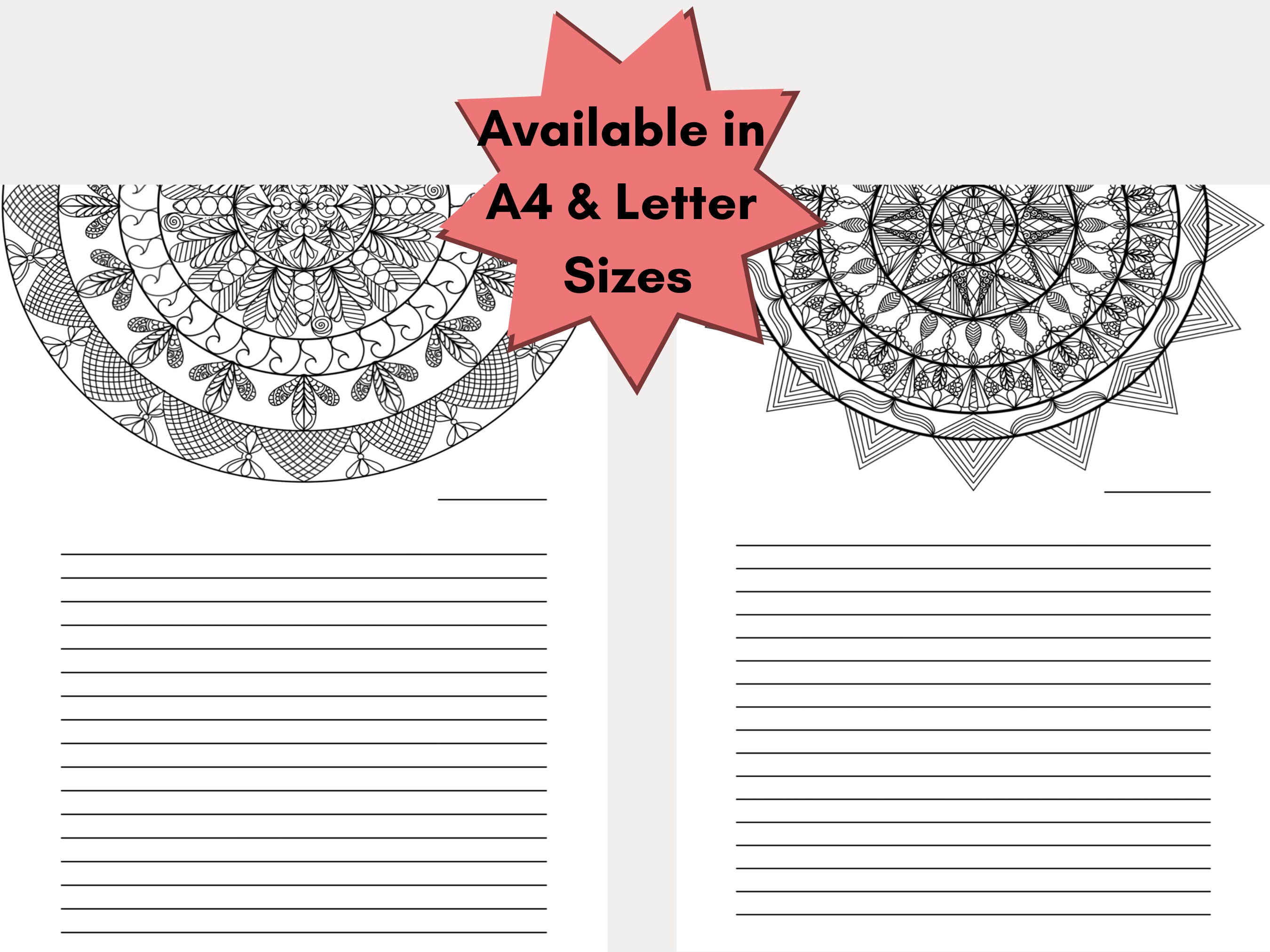 Mandala Malvorlage lineal Digitales Papier druckbare Etsy
