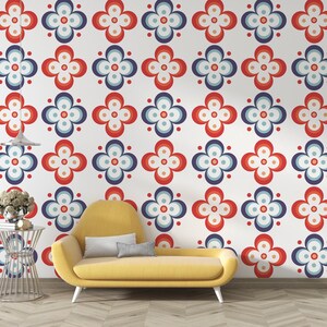 Papier peint géométrique à motif floral, décoration murale amovible