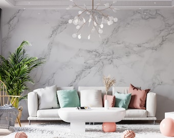 Abstract Snowy Field Wallpaper / White Marble Texture Wallpaper / Luxury Wallpaper /  Peel & Stick Wallpaper / Removable Wallpaper