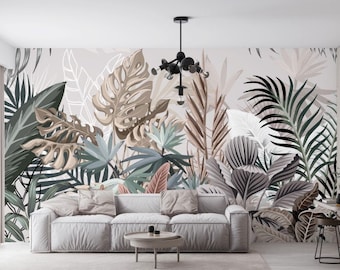 Luxury Wallpaper / Monstera Wallpaper / Exotic Leaves Wallpaper / Floral Wallpaper /  Peel & Stick Wallpaper / Removable