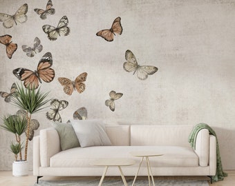 Flying Beautiful Butterflies Wallpaper / Animal Wallpaper / Vintage Wallpaper /  Peel & Stick Wallpaper / Removable Wallpaper