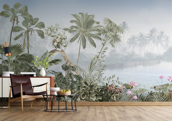 Amazon Landscape Wallpaper / Tropical Jungle Wallpaper / Nature Wallpaper /  Peel & Stick / Wall Decor / Removable Wallpaper