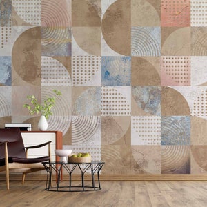 Radial Circles Wallpaper / Brown Wallpaper / Geometric Shapes Wallpaper / Background Wallpaper /  Peel & Stick Wallpaper /Removable