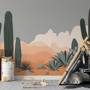 Carta da parati Sand Mountains / Carta da parati Desert / Carta da parati Cacti / Carta da parati Verde / Carta da parati Peel & Stick / Decorazione da parete