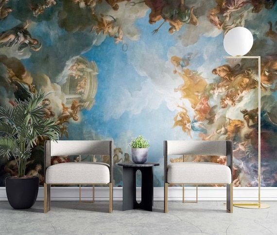 Royal Chateau Versailles Wallpaper / Renaissance Wallpaper / Adhesive Wallpaper / Peel and Stick / Removable Wallpaper / Art Wallpaper