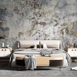 Vintage Style Unplastered Wall Wallpaper / Concrete Wall Wallpaper / Peel and Stick Wallpaper / Wall Decor / Luxury Wallpaper
