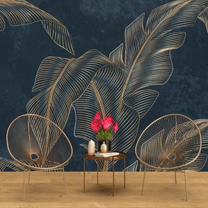 Palm Leaves Wallpaper Tropical Wall Art Exotic Plants Peel and Stick ...