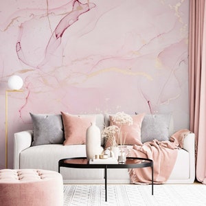 Soft Pink Colored Marble Texture Wallpaper / Abstract Wallpaper /  Wallpaper / Adhesive Wallpaper / Luxury Wallpaper / Removable