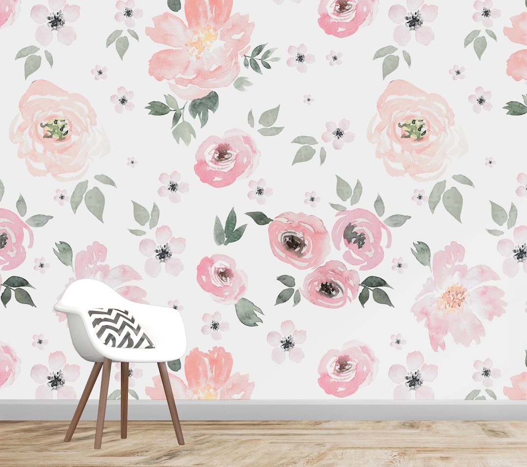 Watercolor Flowers Wallpaper / Minimal Flower Wallpaper / Floral