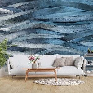 Intertwined Textured Abstract Wallpaper / Rough Style Wallpaper / Blue Wallpaper /  Peel & Stick Wallpaper / Removable Wallpaper