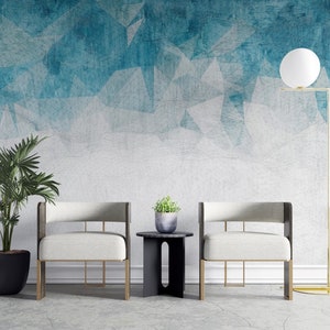 Geometric Shapes Wallpaper Abstract Blue Pattern Peel and Stick Wall Decor
