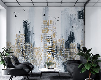 Tapeta Skyscraper / Tapeta artystyczna / Tapeta miejska / Tapeta nowoczesna / Tapeta samoprzylepna / Dekoracja ścienna / Zdejmowana