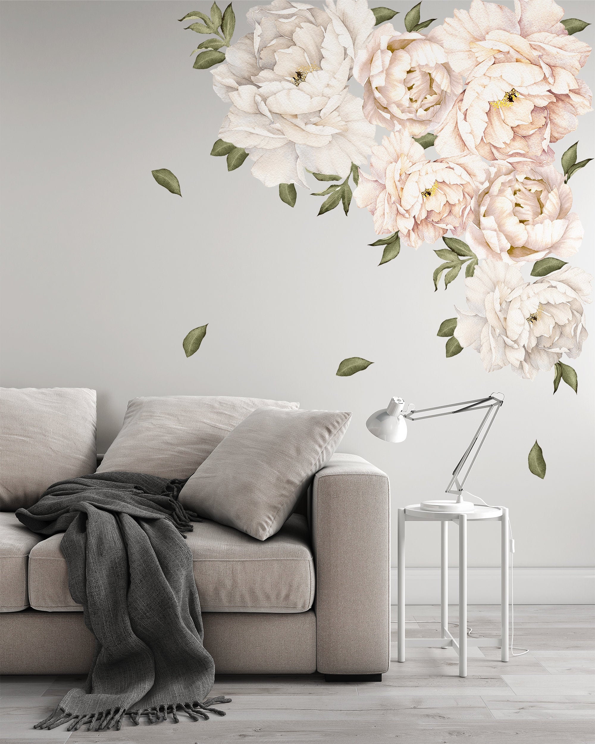 Peony Flowers Wall Decal Watercolor Floral Flowers Peel and Stick Fabr –  RoyalWallSkins