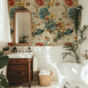 Papier peint floral vintage double rouleau amovible