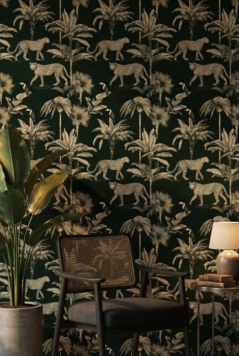 Tropical Jungle Wallpaper Leopard Removable Peel and Stick Toucan Wall ...