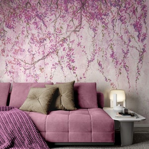 Sakura Flowers Wallpaper Cherry Tree Peel and Stick Wall Mural Vintage Style Wall Decor image 1