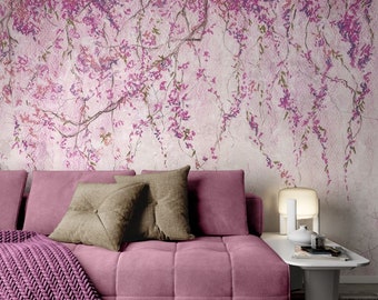 Sakura Flowers Wallpaper Cherry Tree Peel and Stick Wall Mural Vintage Style Wall Decor