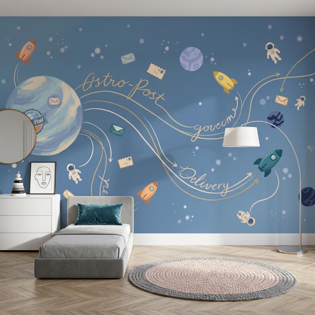Astronaut Wallpaper Space Removable Peel and Stick Rockets Wall Decor ...