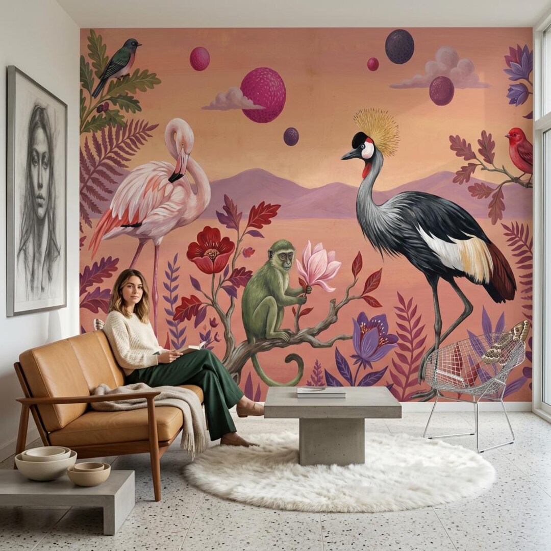 Tropical Birds Wallpaper Exotic Birds Removable Peel and Stick Jungle ...