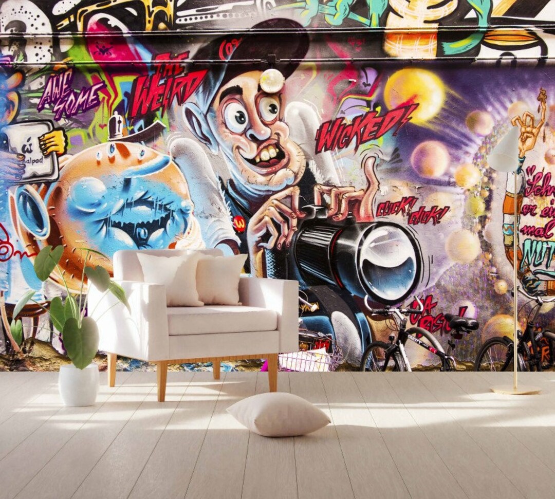 Graffiti Wallpaper Colorful Peel and Stick Wall Mural Art Wall Decor - Etsy