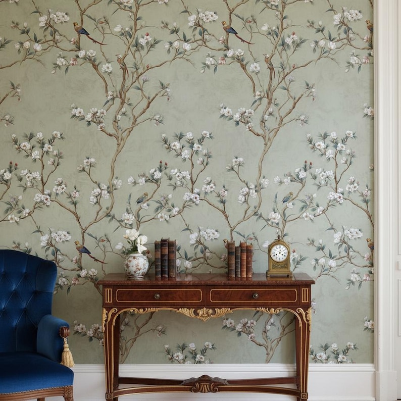Floral Wallpaper Birds Removable Peel and Stick Vintage Wall Double ...