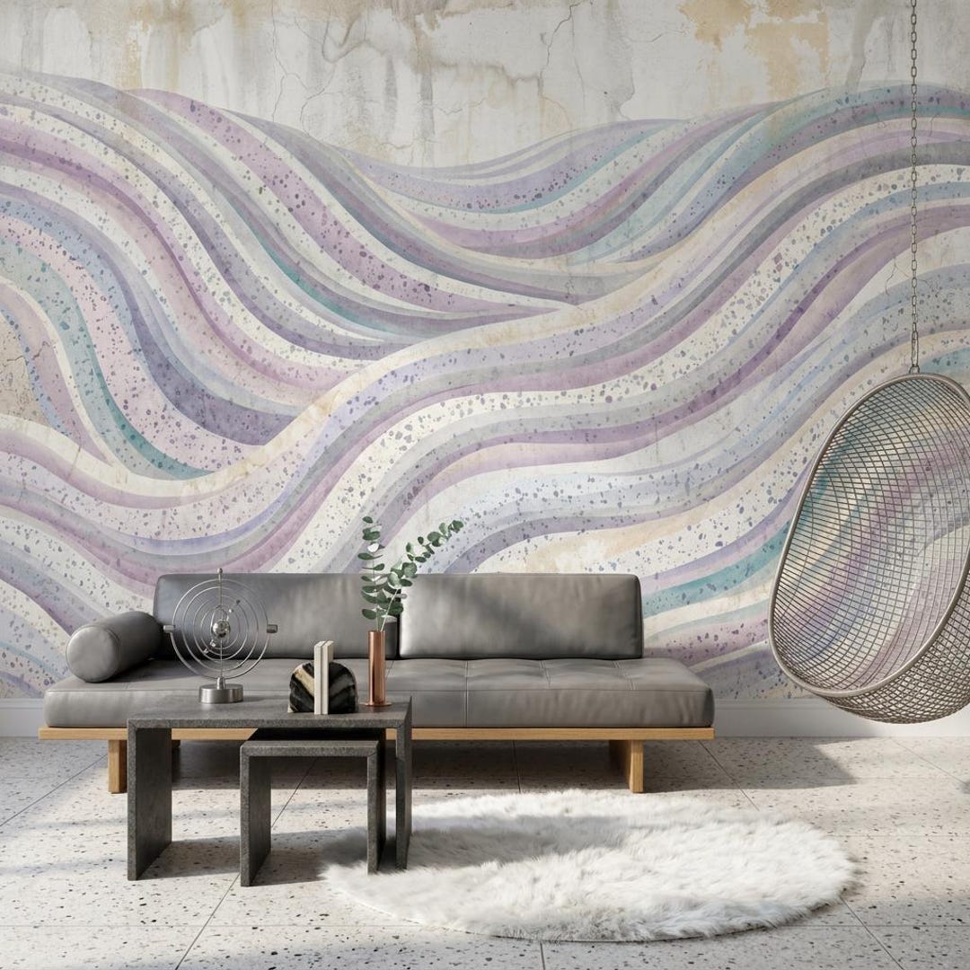 Abstract Waves Wallpaper Wavy Stripes Removable Peel and Stick Pastel ...