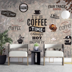 Carta da parati a tema caffè / Carta da parati a tema caffè / Carta da parati a tema caffè / Carta da parati staccabile e adesiva / Carta da parati rimovibile