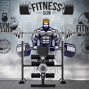 Gym  Wallpaper / Fitness Center  Peel and Stick Wallpaper / Bodybulding Wallpaper / Sport Wallpaper