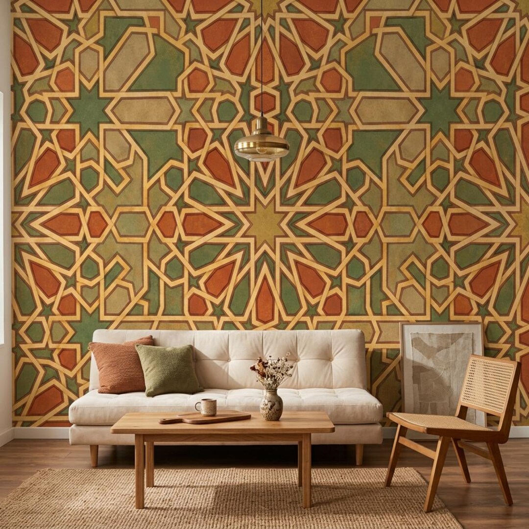 Moroccan Wallpaper Islamic Geometric Removable Peel and Stick Mosaic ...