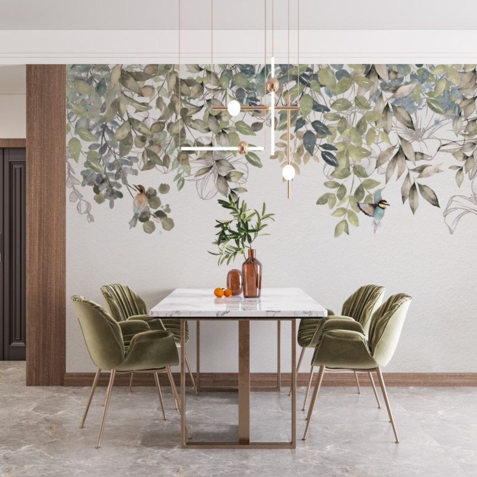 Green Ivy Leaves Luxury Floral Baackground Wallpaper Prepasted - Etsy