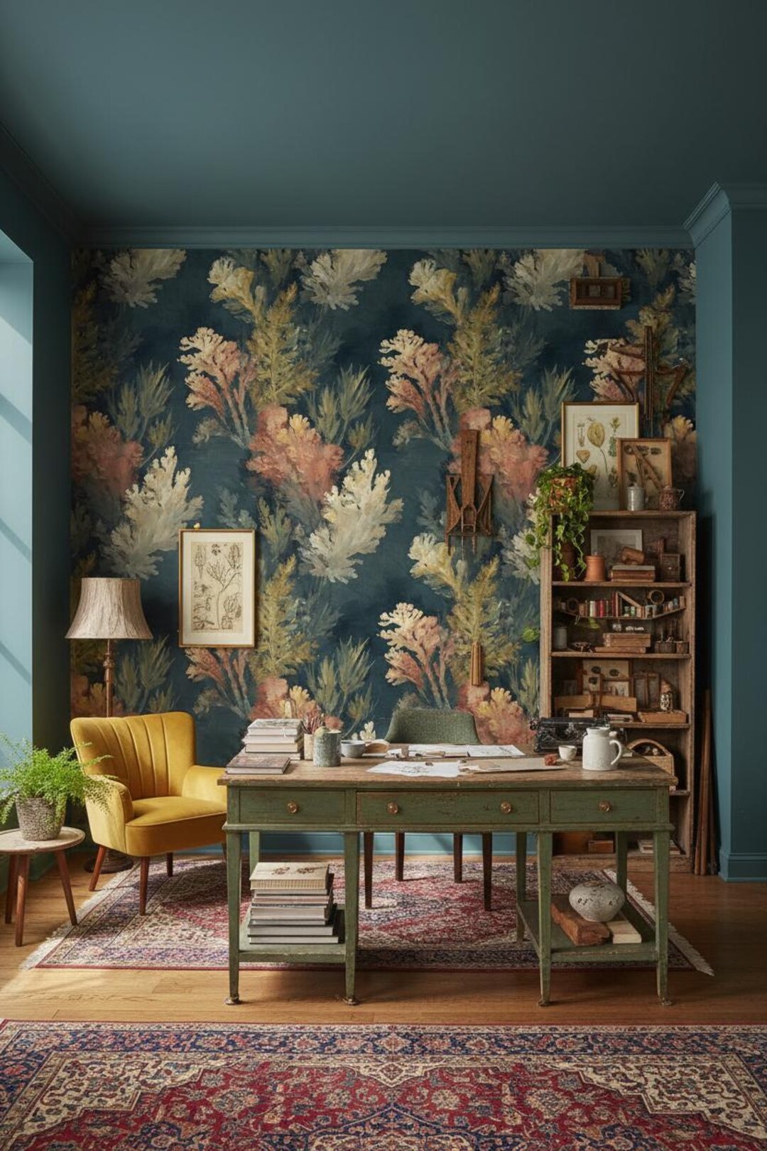 Botanical Wallpaper Vintage Peel and Stick Abstract Wall Double Roll - Etsy